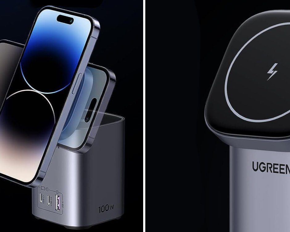 Ugreen выпустила GaN-зарядку на 100 Вт с откидной площадкой MagSafe